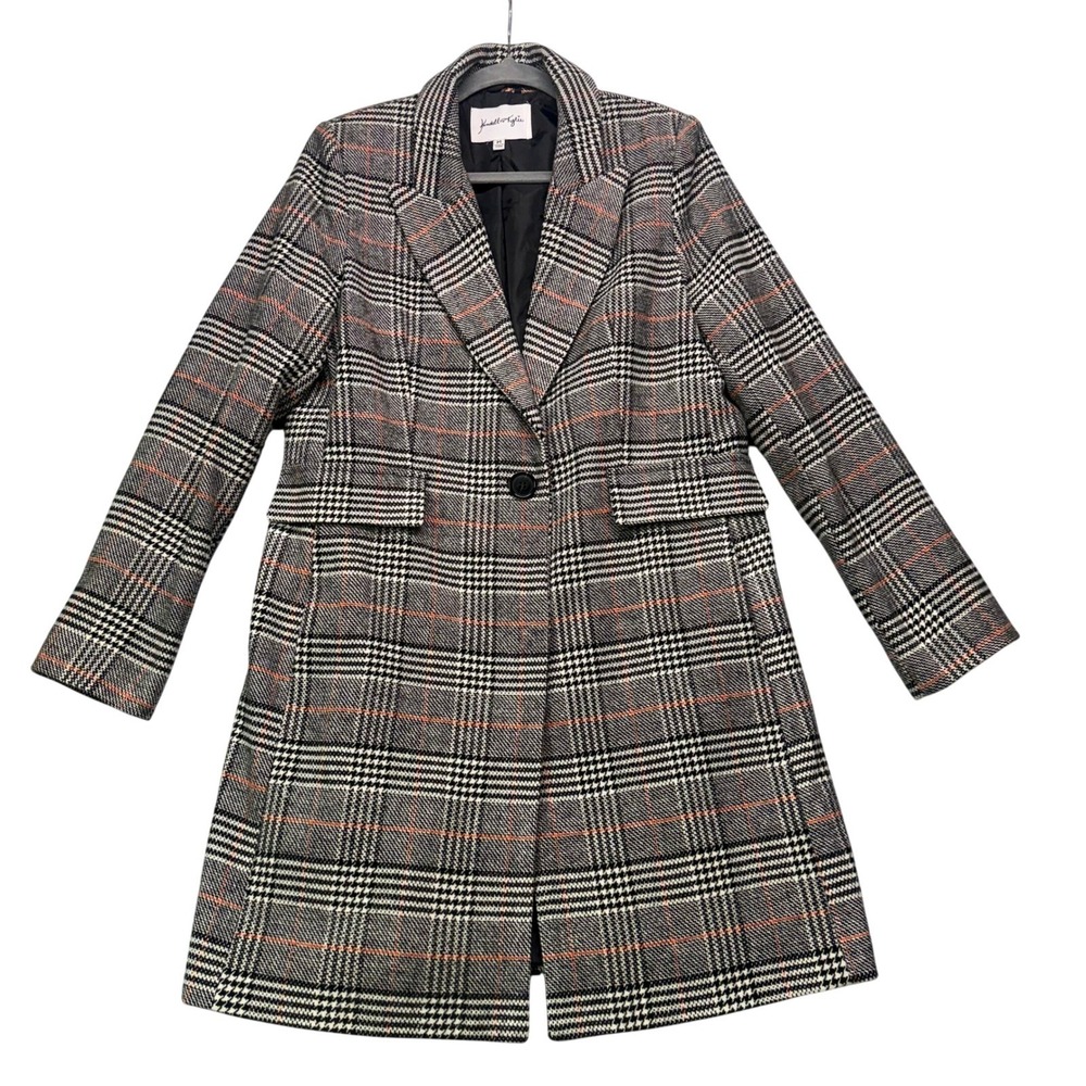 Kendall & Kylie Plaid Coat Womens M Lined| Dark Academia Heritage old money - Picture 3 of 7